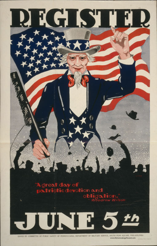 WW I Poster, Register June 5th, Uncle Sam