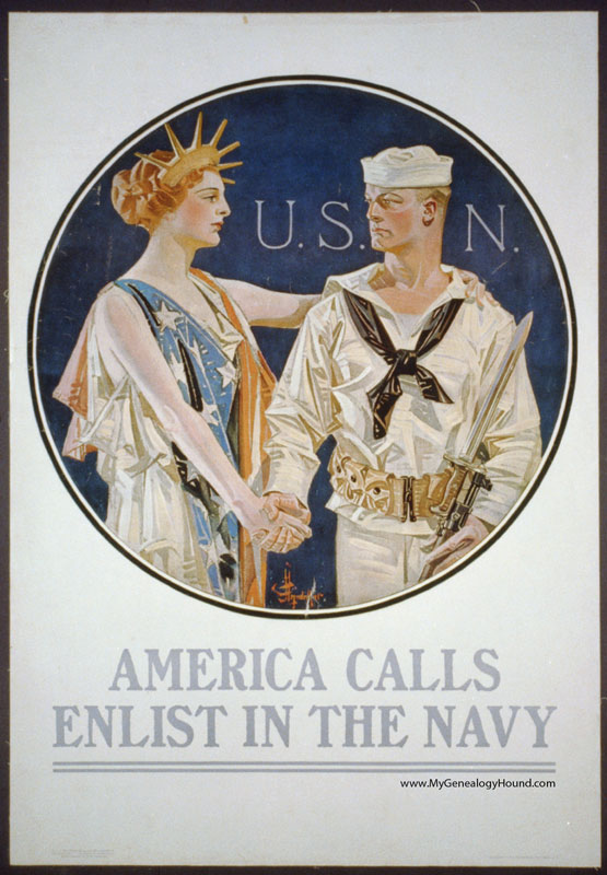 WW I Poster, America Calls, Enlist In The Navy, J. C. Leyendecker