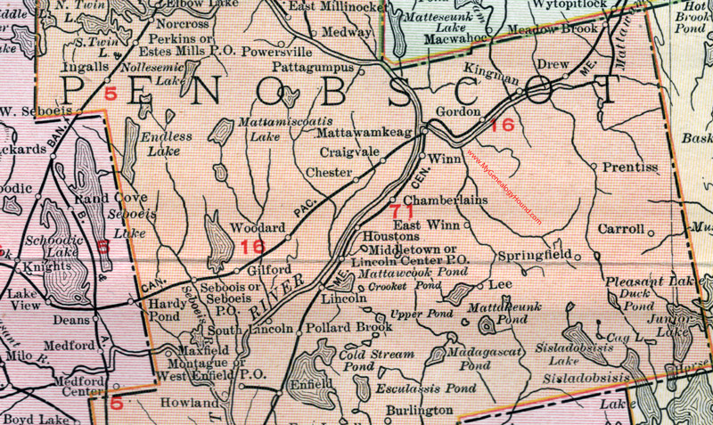 Map of the central portion of Penobscot County, Maine