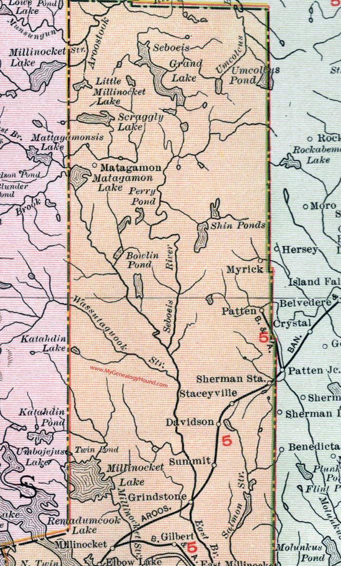 Map of the northern portion of Penobscot County, Maine