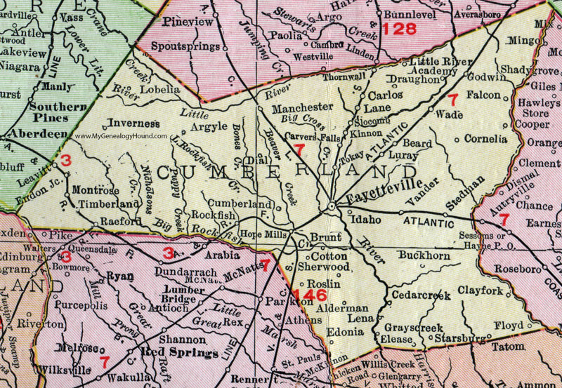 Cumberland County North Carolina 1911 Map Rand Mcnally