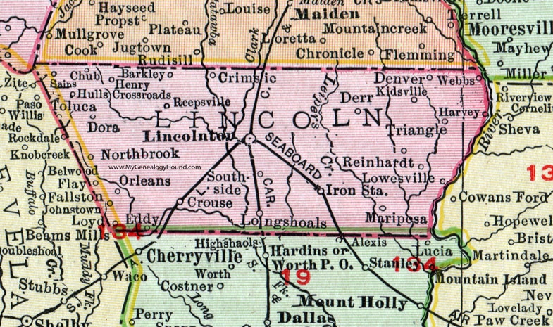 Lincoln County North Carolina 1911 Map Rand Mcnally