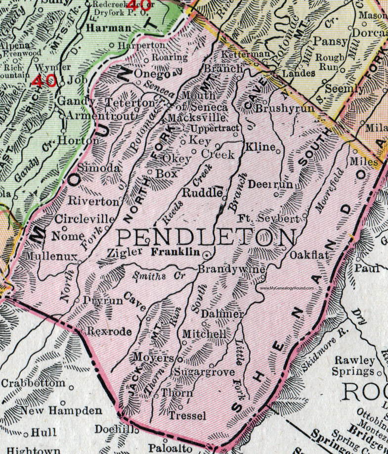 Pendleton County, West Virginia 1911 Map by Rand McNally, Franklin, Ft. Seybert, Brandywine, Moyers, Circleville, Riverton, Upper Tract, Onego, Seneca, Dahmer, Kline, Tressel, Rexrode, Simoda, Mullenux, Nome, WV Pendleton County, West Virginia 1911 Map by Rand McNally, Franklin, Ft. Seybert, Brandywine, Moyers, Circleville, Riverton, Upper Tract, Onego, Seneca, Dahmer, Kline, Tressel, Rexrode, Simoda, Mullenux, Nome, WV