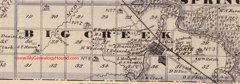 Big Creek Township, Black Hawk County, Iowa, 1875, Map, LaPorte City, IA
