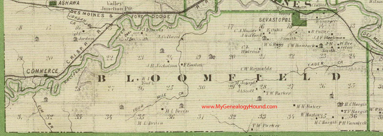 Bloomfield Township, Polk County, Iowa, 1875, Map, Sevastopol, IA