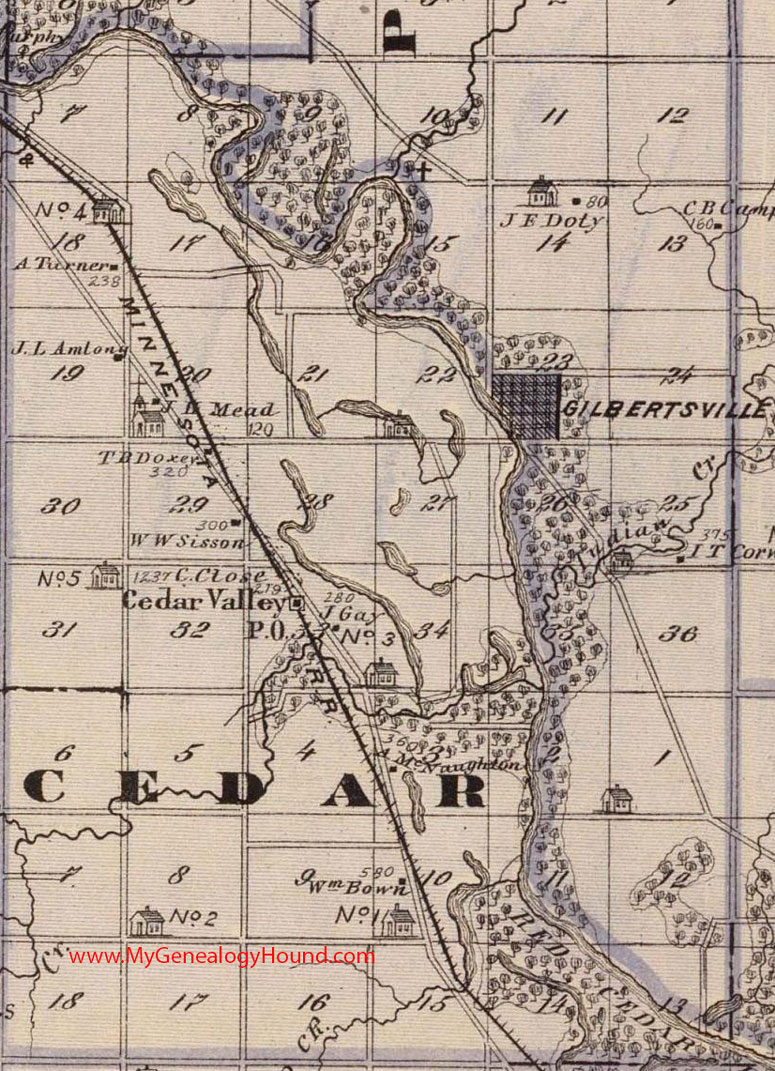 Cedar Township, Black Hawk County, Iowa, 1875, Map, Cedar Valley, IA