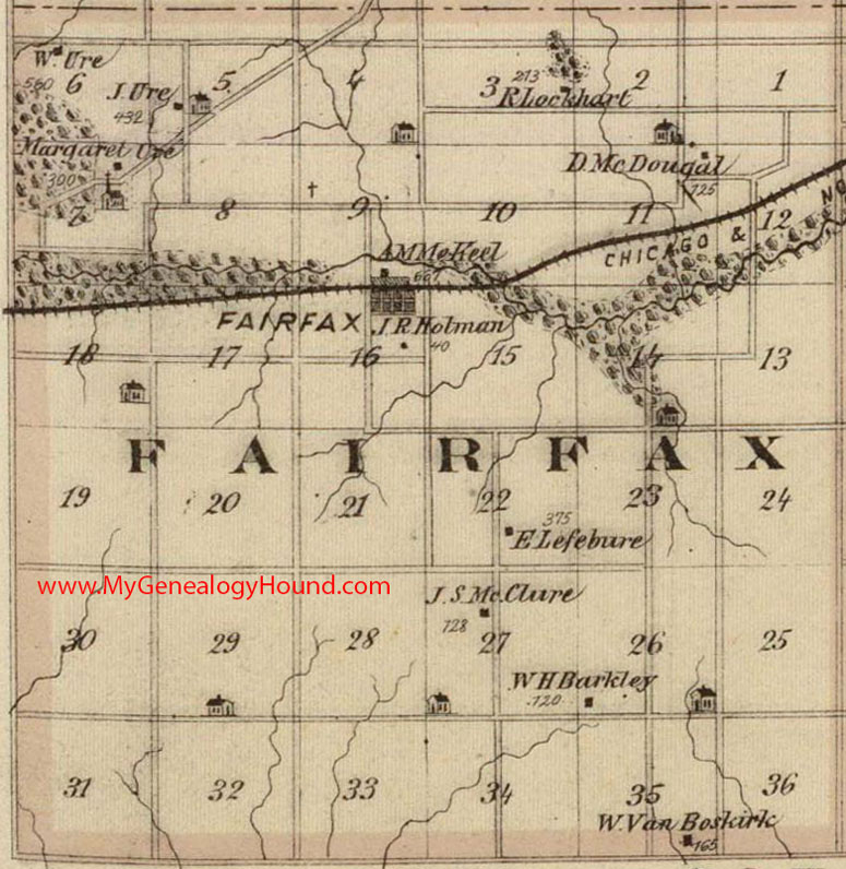 Fairfax Township, Linn County, Iowa, 1875, Map, Fairfax, IA