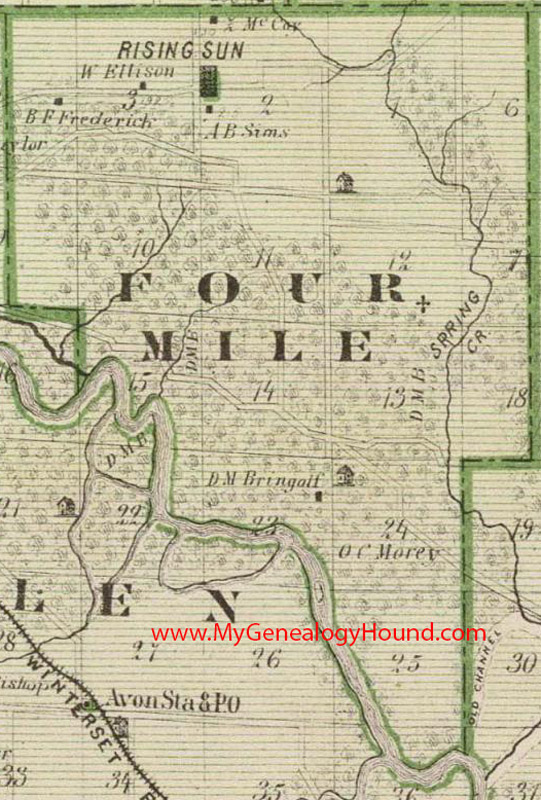 Four Mile Township, Polk County, Iowa, 1875, Map, Rising Sun, IA
