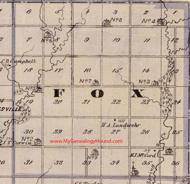 Fox Township, Black Hawk County, Iowa, 1875, Map