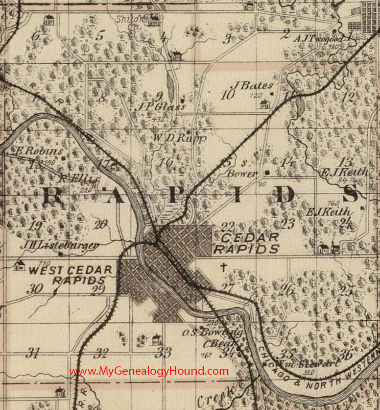 Rapids Township Linn County Iowa 1875 Map