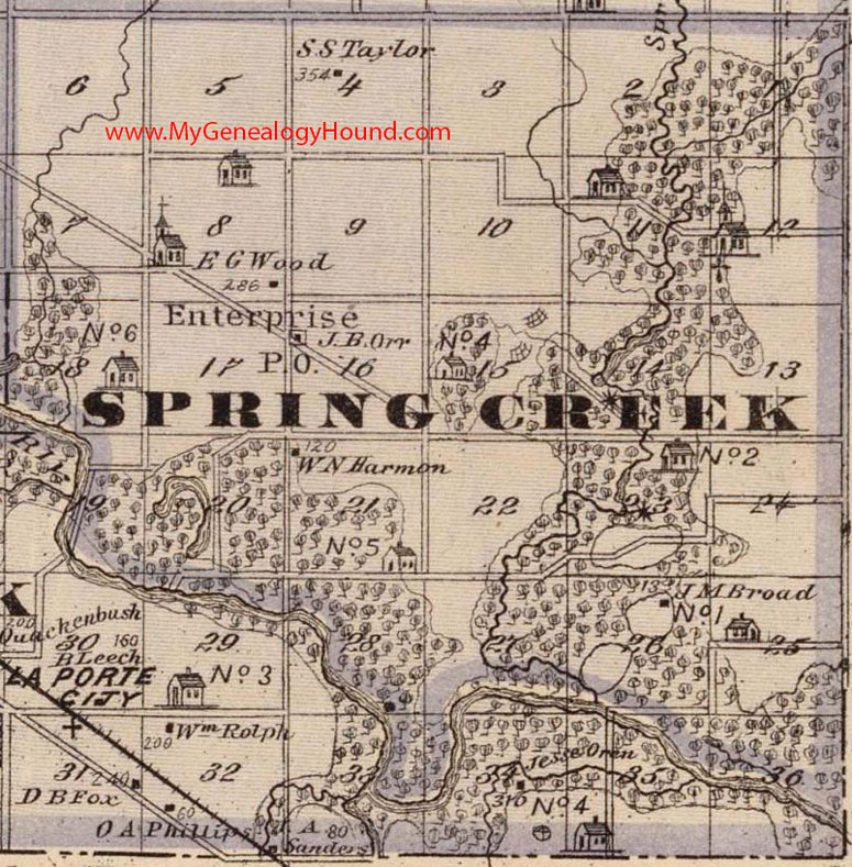 Spring Creek Township, Black County, Iowa, 1875, Map, Enterprise, IA