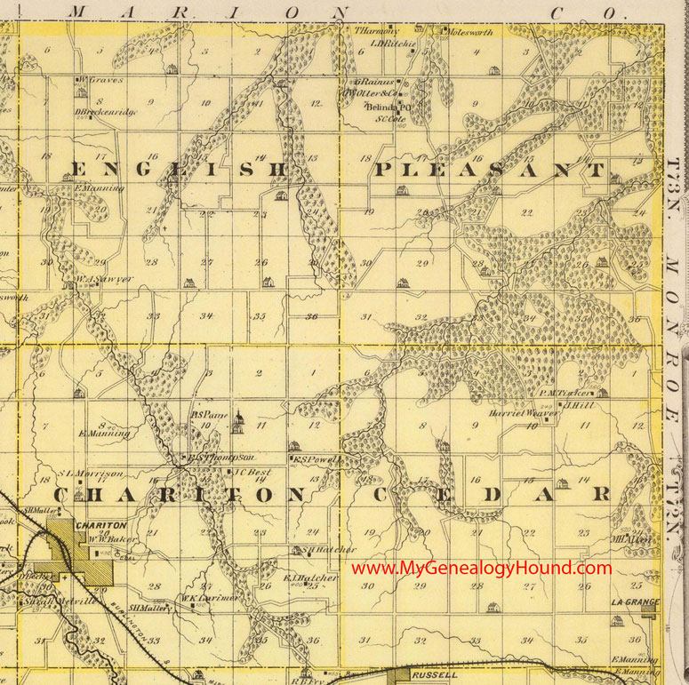 Northeast, Lucas County, Iowa, 1875, Map, Cedar, Chariton, English, Pleasant, Township