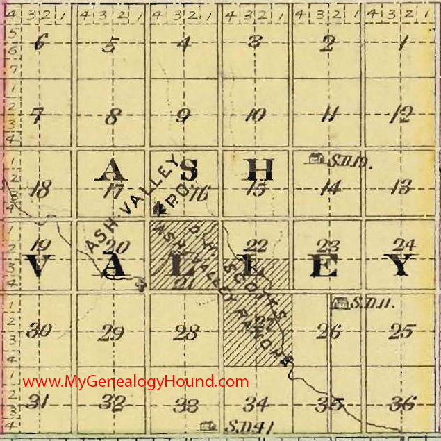 Ash Valley Township, Pawnee County, Kansas 1887 Map