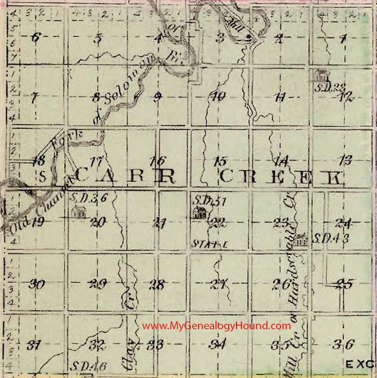 Carr Creek Township, Mitchell County, Kansas 1887 Map KS