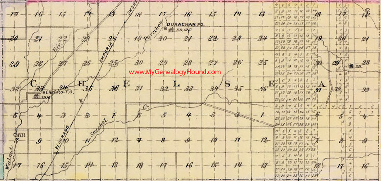 Chelsea Township, Butler County, Kansas 1887 Map Durachan, KS