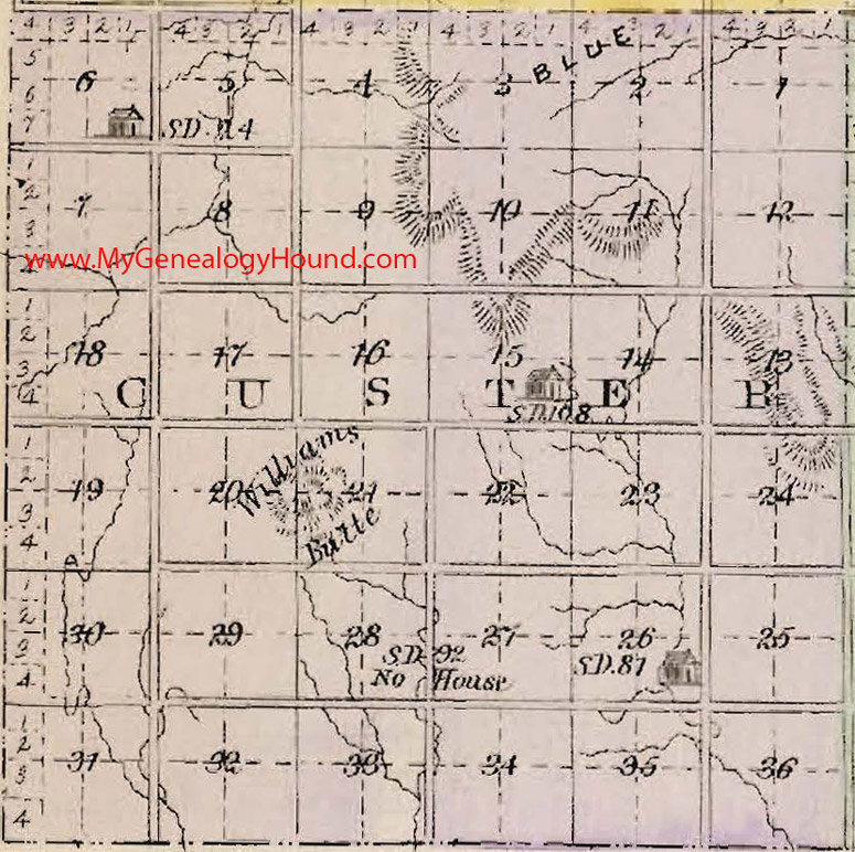 Custer Township, Mitchell County, Kansas 1887 Map KS