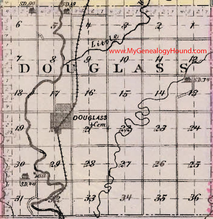 Douglass Township, Butler County, Kansas 1887 Map KS