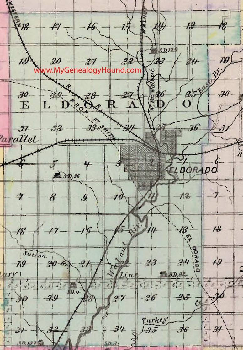 ElDorado Township, Butler County, Kansas 1887 Map KS