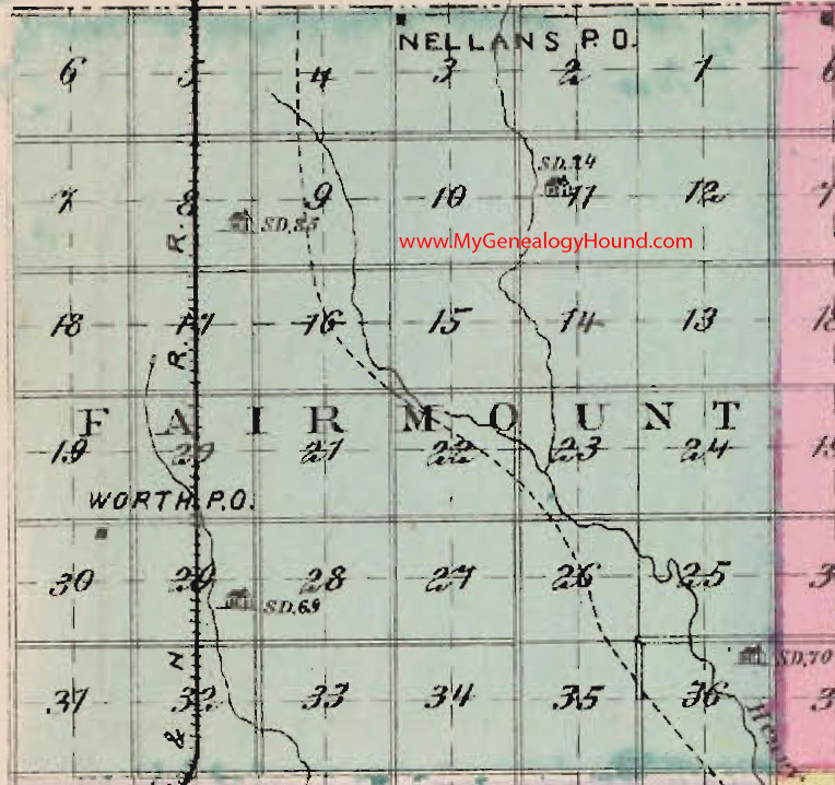 Fairmount Township, Butler County, Kansas 1887 Map Nellans, Worth, KS