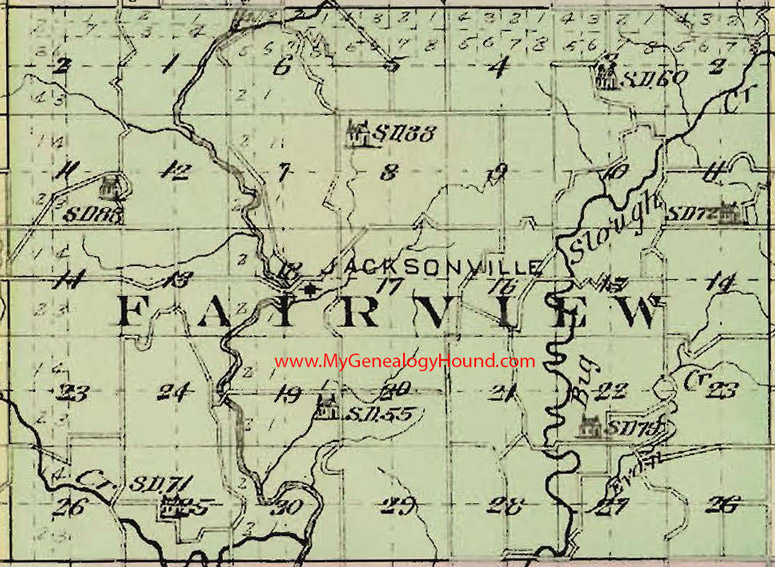 Fairview Township, Jefferson County, Kansas 1887 Map Jacksonville, KS