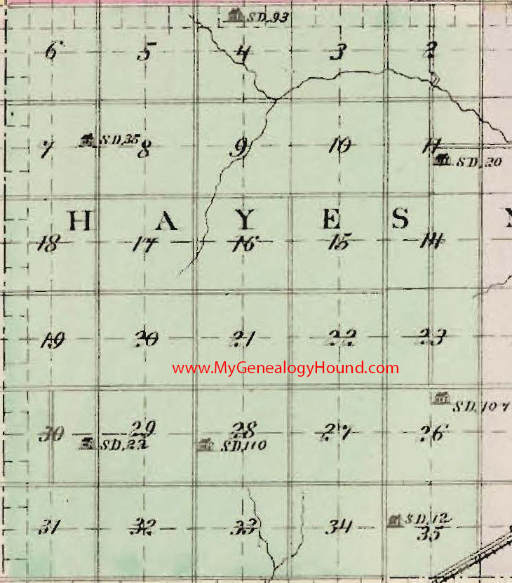 Hayes Township, Dickinson County, Kansas 1887 Map KS