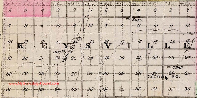 Keysville Township, Pawnee County, Kansas 1887 Map George, KS