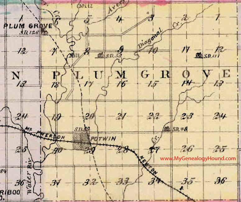 Plum Grove Township, Butler County, Kansas 1887 Map Potwin, KS