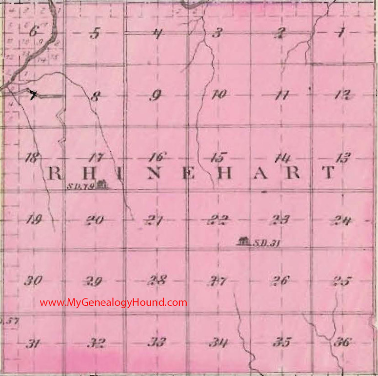Rhinehart Township, Dickinson County, Kansas 1887 Map KS