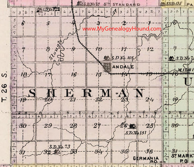 Sherman Township, Sedgwick County, Kansas 1887 Map Andale, Germania, KS