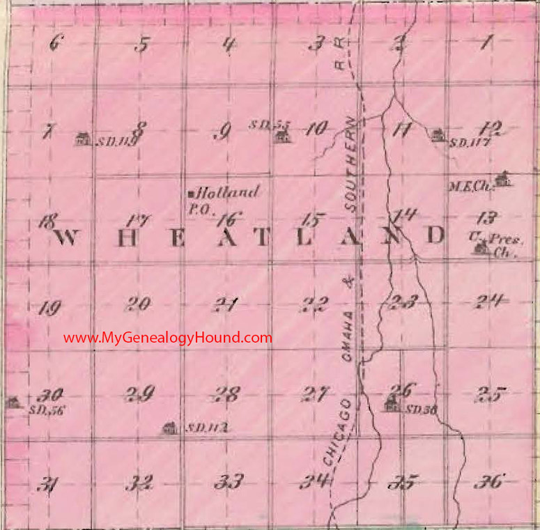 Wheatland Township, Dickinson County, Kansas 1887 Map Holland, KS