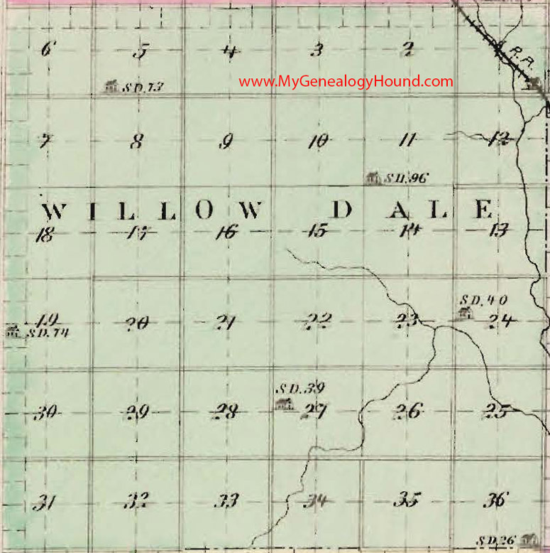 Willow Dale Township, Dickinson County, Kansas 1887 Map KS