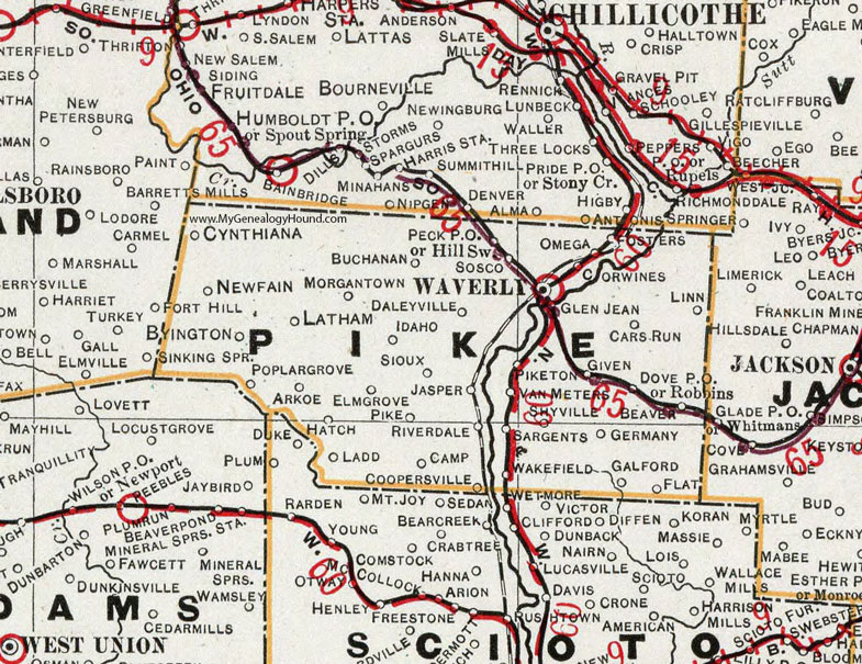 Pike County Ohio 1901 Map Waverly Oh