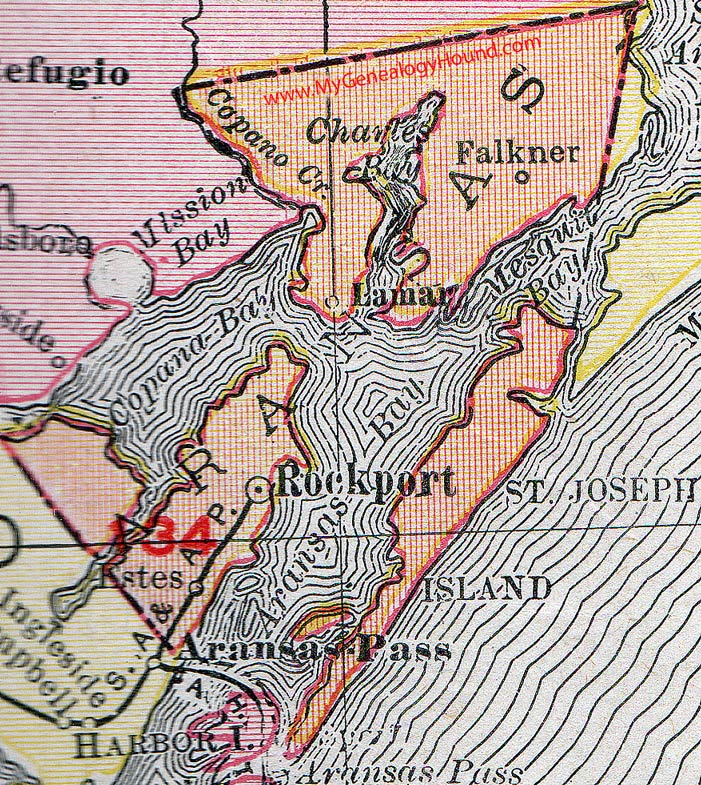 Aransas County, Texas, 1911, Map, Rockport, Lamar, Falkner, Estes Aransas County, Texas, 1911, Map, Rockport, Lamar, Falkner, Estes
