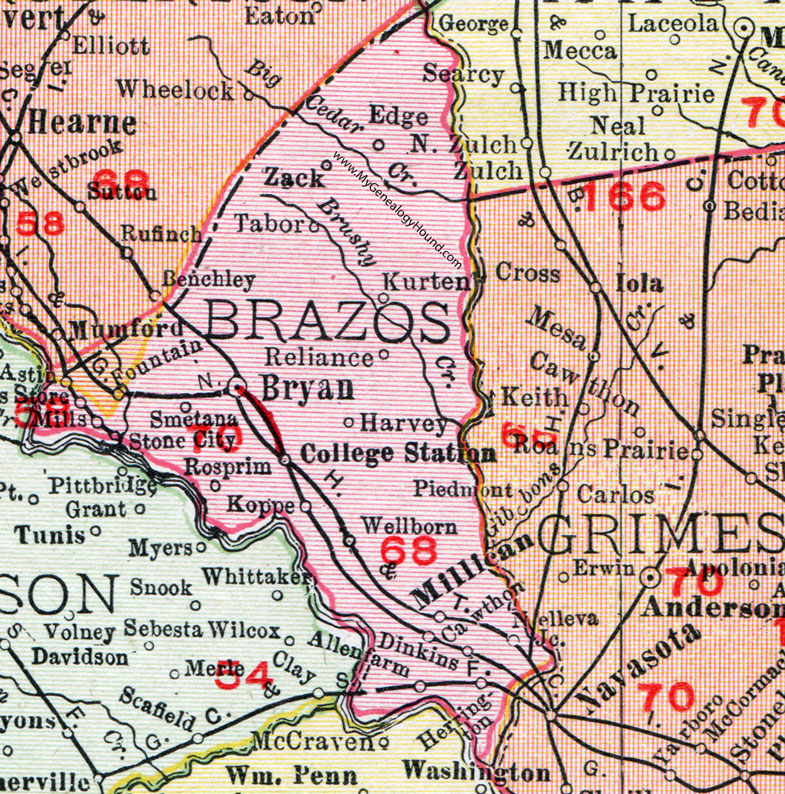 Brazos County, Texas, Map, 1911, Bryan, College Station, Millican, Kurten, Wellborn, Allenfarm Brazos County, Texas, Map, 1911, Bryan, College Station, Millican, Kurten, Wellborn, Allenfarm
