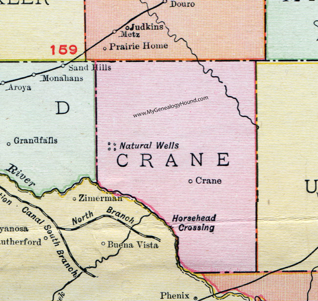 Crane County, Texas, Map, 1911, Crane City Crane County, Texas, Map, 1911, Crane City