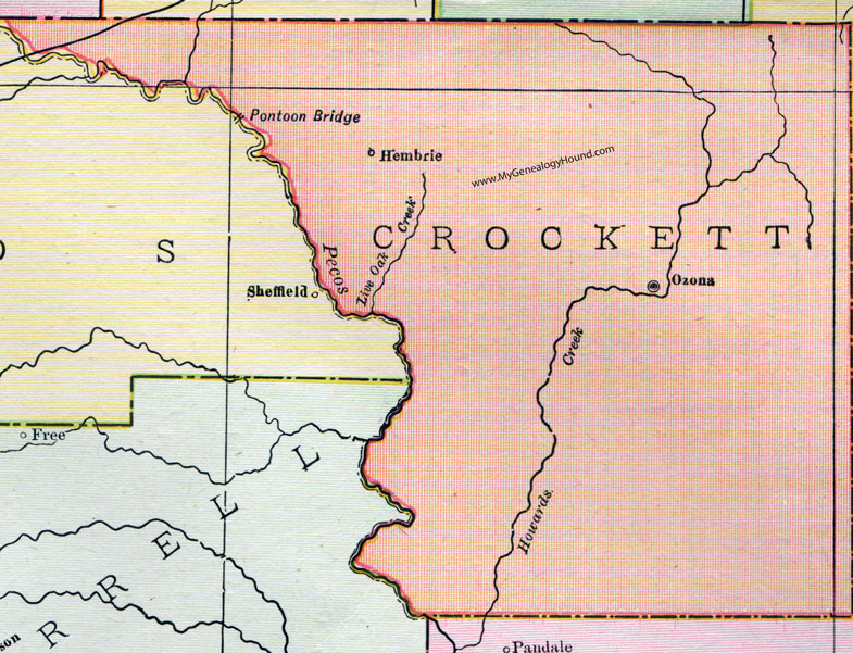 Crockett County, Texas, Map, 1911, Hembrie, Ozona Crockett County, Texas, Map, 1911, Hembrie, Ozona