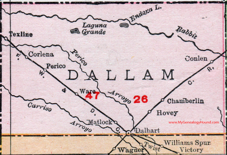 Dallam County, Texas, 1911, Map, Dalhart, Texline, Chamberlin, Conlen, Hovey, Matlock, Ware, Perico, Corlena Dallam County, Texas, 1911, Map, Dalhart, Texline, Chamberlin, Conlen, Hovey, Matlock, Ware, Perico, Corlena