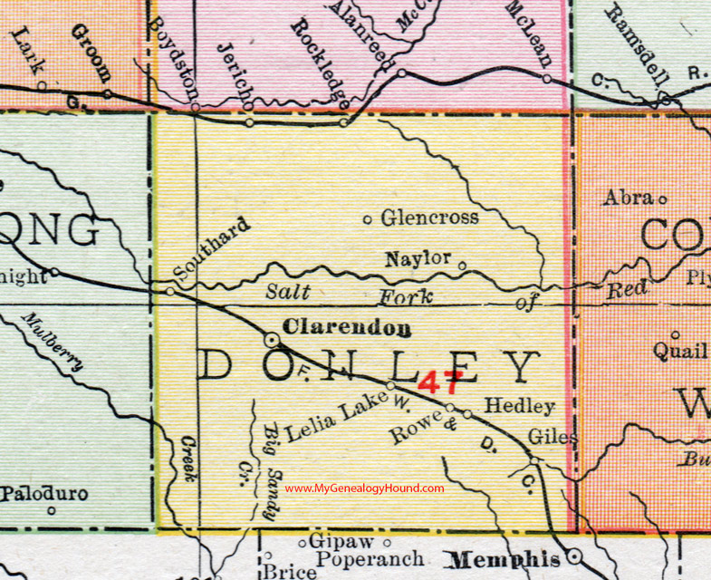 Donley County, Texas, 1911, Map, Clarendon, Hedley, Giles, Jericho, Lelia Lake, Rowe, Naylor, Glencross, Southard, Rockledge Donley County, Texas, 1911, Map, Clarendon, Hedley, Giles, Jericho, Lelia Lake, Rowe, Naylor, Glencross, Southard, Rockledge