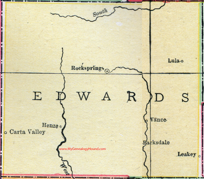 Edwards County, Texas, 1911, Map, Rocksprings, Leakey, Barksdale, Carta Valley, Henze, Lula, Vance Edwards County, Texas, 1911, Map, Rocksprings, Leakey, Barksdale, Carta Valley, Henze, Lula, Vance