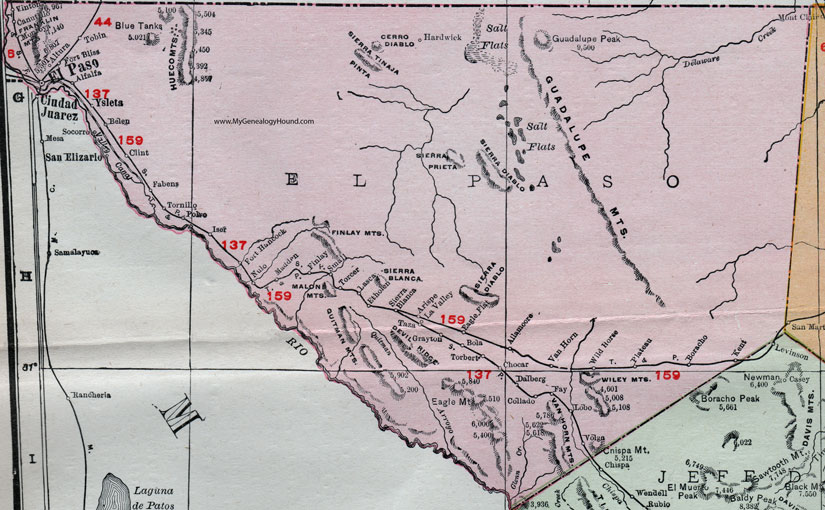 El Paso County, Texas, 1911, Map, Rand McNally, Fort Bliss, Fabens, Socorro, Ysleta, Canutillo, Vinton, Altura, Tornillo, Sierra Blanca, Torcer, Allamoore, Van Horn, Torbert, Wild Horse El Paso County, Texas, 1911, Map, Rand McNally, Fort Bliss, Fabens, Socorro, Ysleta, Canutillo, Vinton, Altura, Tornillo, Sierra Blanca, Torcer, Allamoore, Van Horn, Torbert, Wild Horse