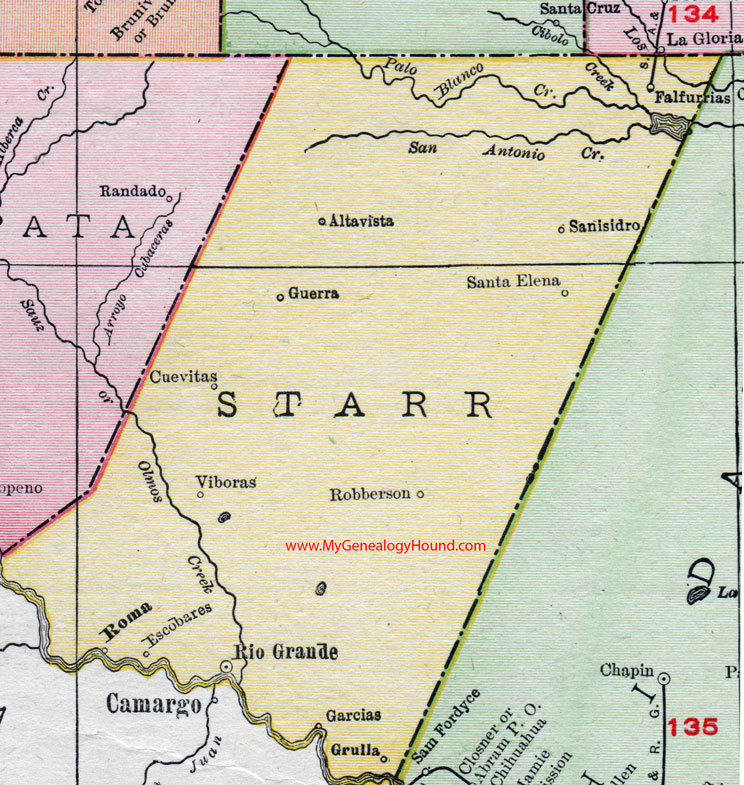 Starr County, Texas 1911 Map, Rand McNally, Rio Grande City, Roma, Garcias, San Isidro, Viboras, Escobares, Altavista Starr County, Texas 1911 Map, Rand McNally, Rio Grande City, Roma, Garcias, San Isidro, Viboras, Escobares, Altavista