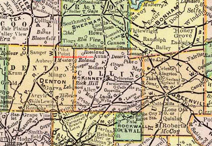 Collin County, Texas 1897 map McKinney, Plano, Wylie, Princeton, Desert, Murphy, Lavon, Farmersville, Nevada, TX