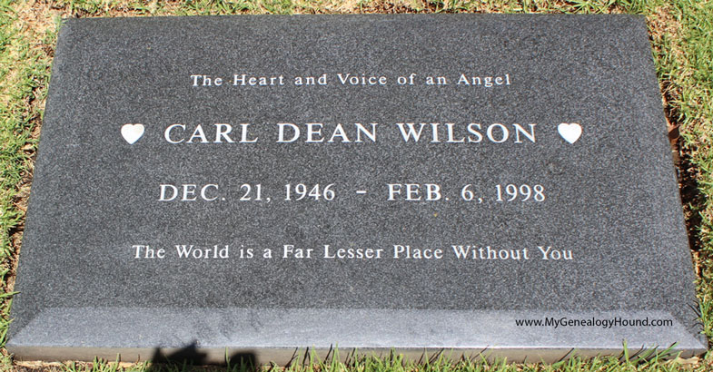 Carl Dean Wilson, Beach Boys, Grave and Tombstone, Westwood Village Memorial Park Cemetery, Los Angeles, California, photo