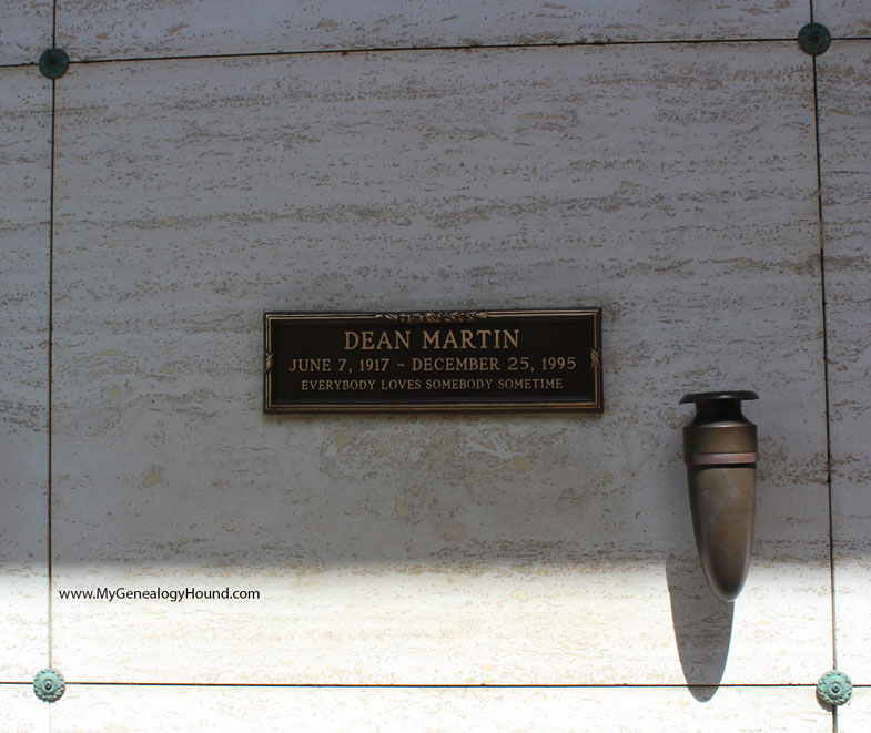 Dean Martin, Crypt, Grave or Tomb, Westwood Village Memorial Park Cemetery, Los Angeles, California, photo