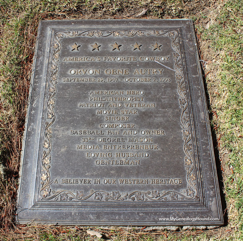 Gene Autry, grave and tombstone, Forest Lawn Cemetery, Hollywood Hills, California, photo
