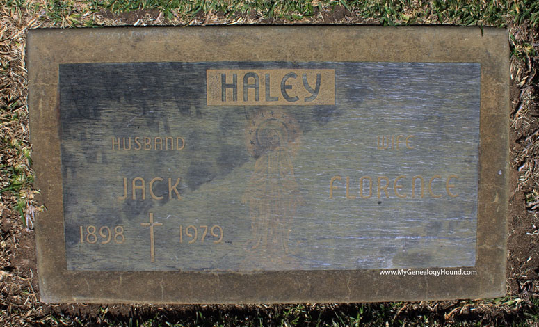 Jack Haley, The Tin Man in The Wizard of Oz, grave and tombstone, Holy Cross Cemetery, Culver City, California, photo