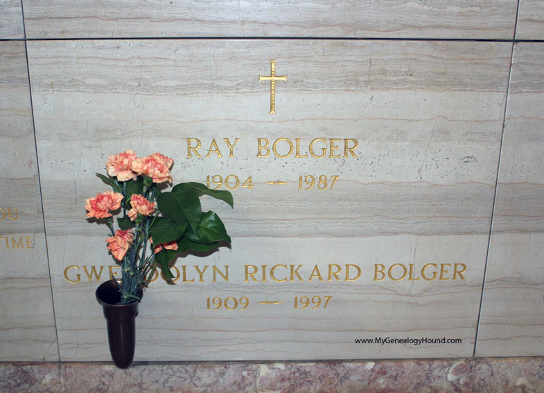 Ray Bolger, grave or crypt, tombstone, Holy Cross Cemetery, Culver City, California, photo