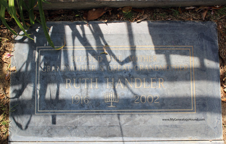 Ruth Handler, creator of the Barbie Doll, grave and tombstone, Hillside Memorial Park, Culver City, California, photo