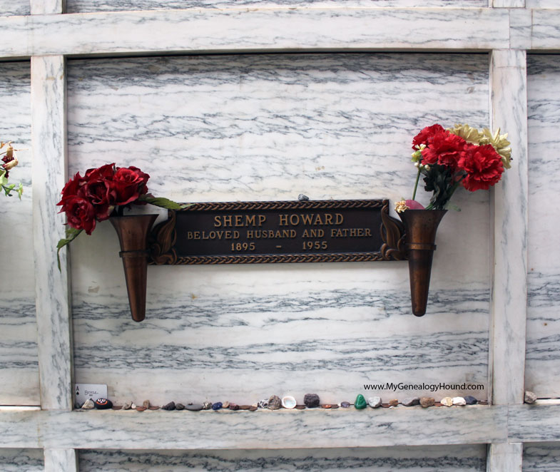 The crypt or grave of Shemp Howard, of The Three Stooges, Home of Peace Memorial Park, East Los Angeles, California. 
