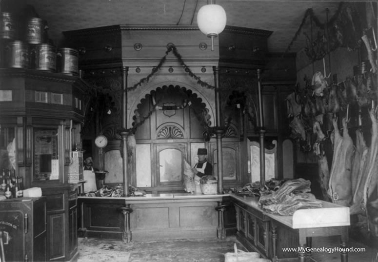 Chicago, Illinois, Henry J. Ridings, butcher shop, meat market, historic photo